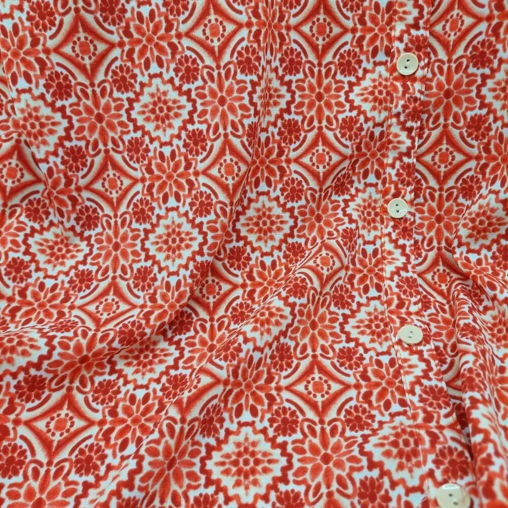 Catherines Shirt Size 4x Orange White Short Sleeves Blouse Size 30/32 - Picture 7 of 8